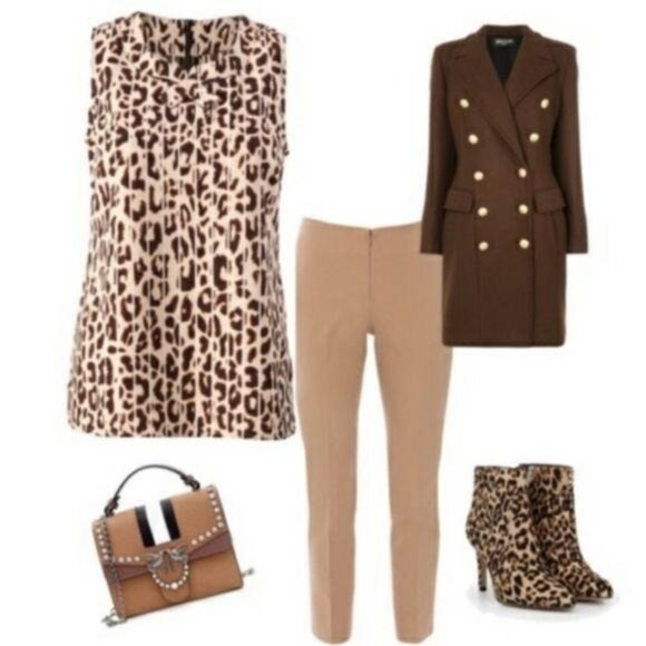 Cabi ginger Leopard Print Sleeveless Blouse With Back Zipper size small - Picture 3 of 8